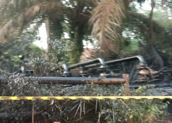 PIPA PERTAMINA EP FIELD RAMBA MENYEMBUR KE KARET MILIK WARGA